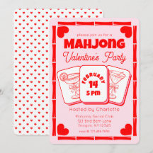 Mahjong Valentinstag-Rosa-Party-Einladung