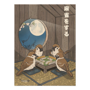 Mahjong-Vögel spielen Spiel  Fotodruck