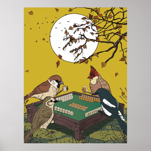 Mahjong Vögel spielen Spiel  Poster (Vorne)