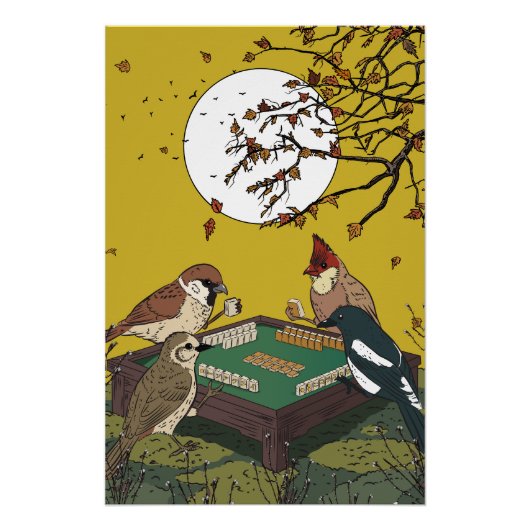 Mahjong Vögel spielen Spiel  Poster (Vorderseite)