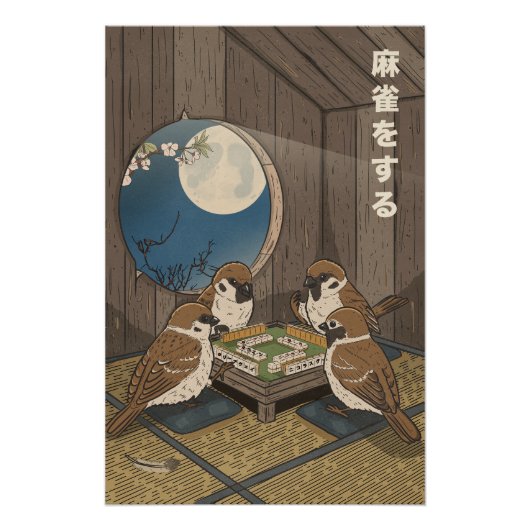 Mahjong Vögel spielen Spiel Poster (Vorderseite)