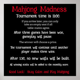 Mahjong Wahnsinn Chinesisches Mahjong-Turnier-Post Poster
