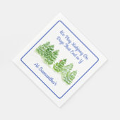 MAHJONG Wasserfarbe Winterbäume Blau PERSONALISIER Serviette (Ecke)