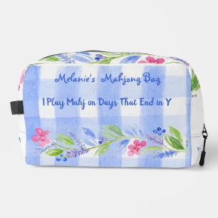 Mahjong Watercolor-Blumen-Kontrollkästchen-Reißver Waschbeutel