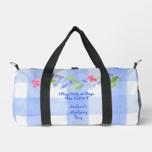 Mahjong Watercolor-Blumen-Kontrollkästchen-Würfel- Duffle Bag