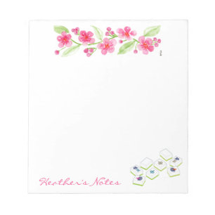 Mahjong Watercolor Flower Blossoms NAME Notizblock