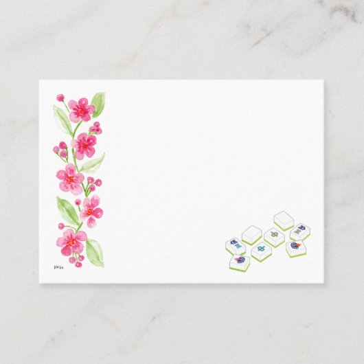 Mahjong Watercolor Flower Blossoms Place Card Platzkarte (Vorderseite)