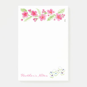 Mahjong Watercolor Kirschblüten Blumen NAME Post-it Klebezettel