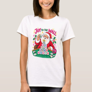 Mahjong-Weihnachts-T-Shirt Santa Joy to the Wall P T-Shirt