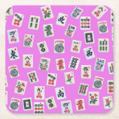 MahJongg-Fliesen auf rosa Hintergrund Rechteckiger Pappuntersetzer (Vorderseite)