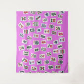 MahJongg-Fliesen auf rosa Hintergrund Wandteppich (Vorderseite)