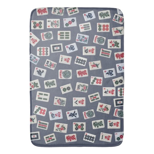 MahJongg Fliesen-Design auf dunkelblau Badematte (Vorderseite Vertikal)