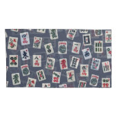 MahJongg Fliesen-Design auf dunkelblau Kissenbezug (Rückseite-Rechts)