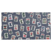 MahJongg Fliesen-Design auf dunkelblau Kissenbezug (Vorderseite-Rechts)