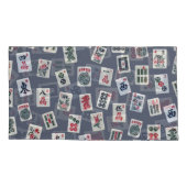 MahJongg Fliesen-Design auf dunkelblau Kissenbezug (Rückseite-Links)