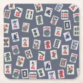 MahJongg Fliesen-Design auf dunkelblau Rechteckiger Pappuntersetzer (Vorderseite)