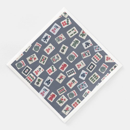 MahJongg Fliesen-Design auf dunkelblau Serviette (Ecke)