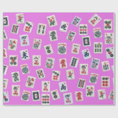 MahJongg Fliesen-Design auf rosa Geschenkpapier (Flach)