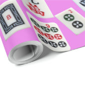 MahJongg Fliesen-Design auf rosa Geschenkpapier (Rolleneckpunkt)