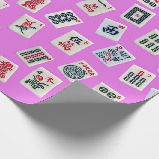 MahJongg Fliesen-Design auf rosa Geschenkpapier (Ecke)