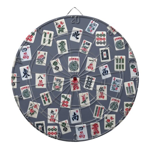 MahJongg tiles design on dark blue Dartscheibe (vorne)
