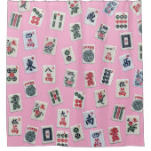 MahJongg tiles design on light pink Duschvorhang (Vorderseite)