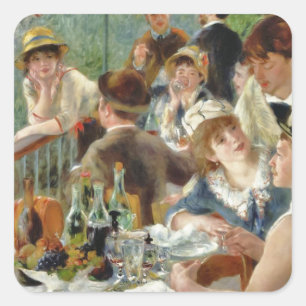 Mahlzeit der Ruderpartie Vintage Renoir Quadratischer Aufkleber