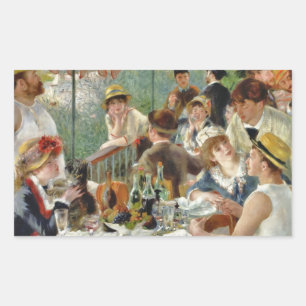 Mahlzeit der Ruderpartie Vintage Renoir Rechteckiger Aufkleber
