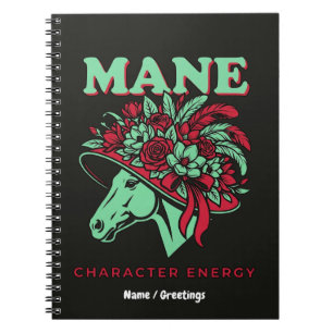 Mähne Charakter Energie Lustiger Renntag Blumenhut Notizblock