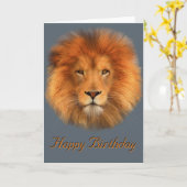 Mähnen-Geburtstag Karte des Löwes (Gelbe Blume)
