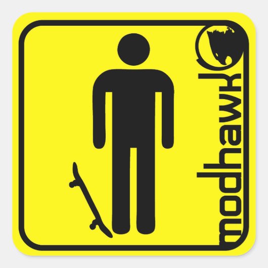 Mahngelb Quadratischer Aufkleber (Vorderseite)