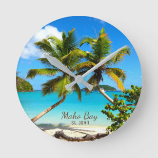Maho Bay Beach St. John Wall Clock Runde Wanduhr