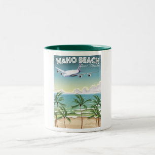 Maho Beach Saint Martin Flugposter Zweifarbige Tasse