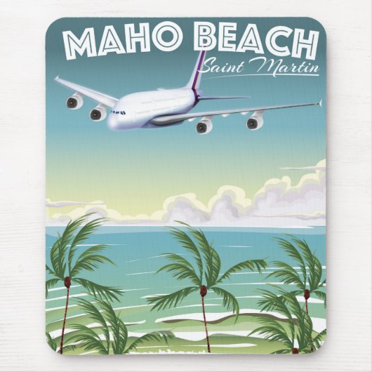 Maho Beach Saint Martin Flugzeug Poster Mousepad (Vorne)