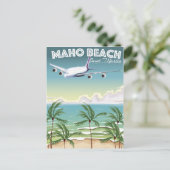 Maho Beach Saint Martin Flugzeug Poster Postkarte (Stehend Vorderseite)
