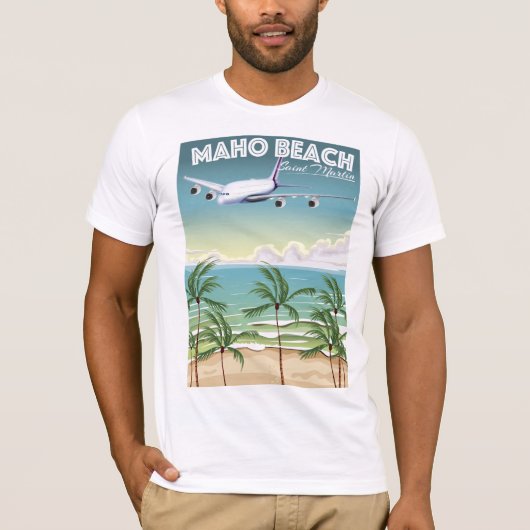 Maho Beach Saint Martin Flugzeug Poster T-Shirt (Vorderseite)