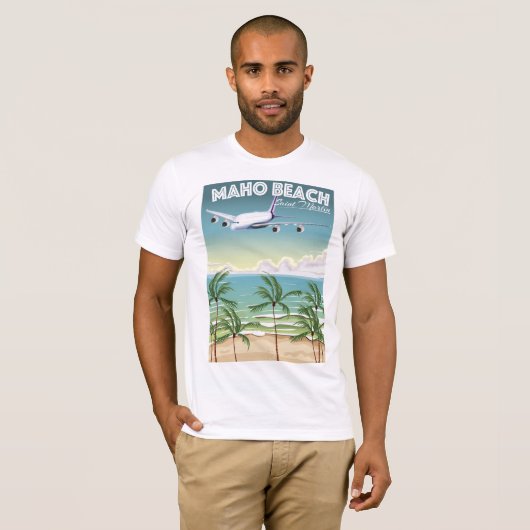 Maho Beach Saint Martin Flugzeug Poster T-Shirt (Vorne ganz)