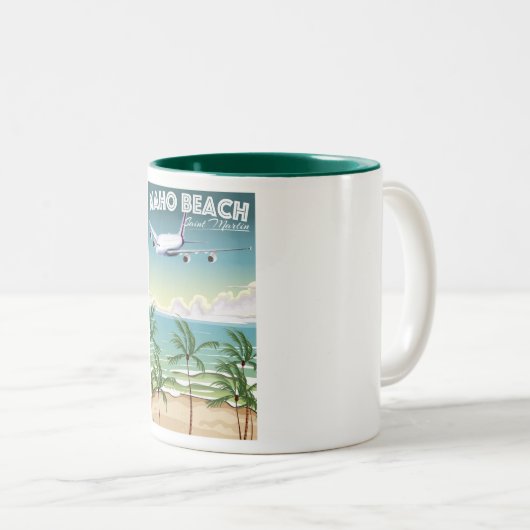 Maho Beach Saint Martin Flugzeug Poster Zweifarbige Tasse (VorderseiteRechts)