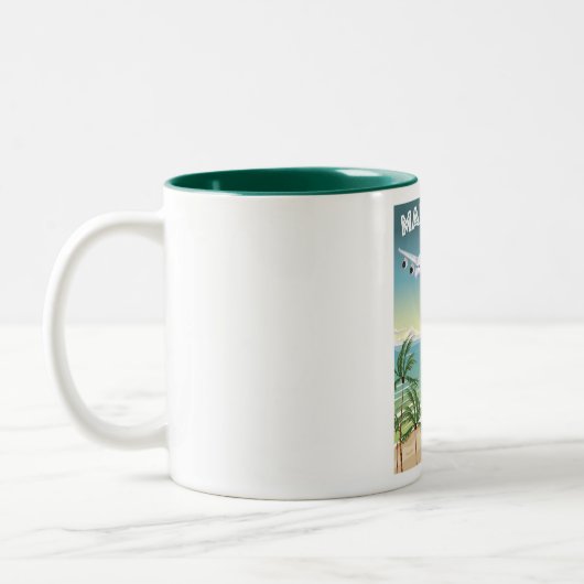 Maho Beach Saint Martin Flugzeug Poster Zweifarbige Tasse (Links)