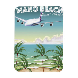 Maho Beach Saint Martin Flugzeugposter Magnet