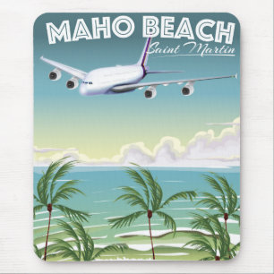 Maho Beach Saint Martin Flugzeugposter Mousepad