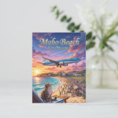 Maho Beach Sint Maarten Postkarte (Stehend Vorderseite)