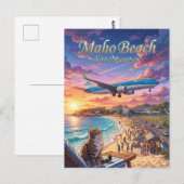Maho Beach Sint Maarten Postkarte (Vorne/Hinten)