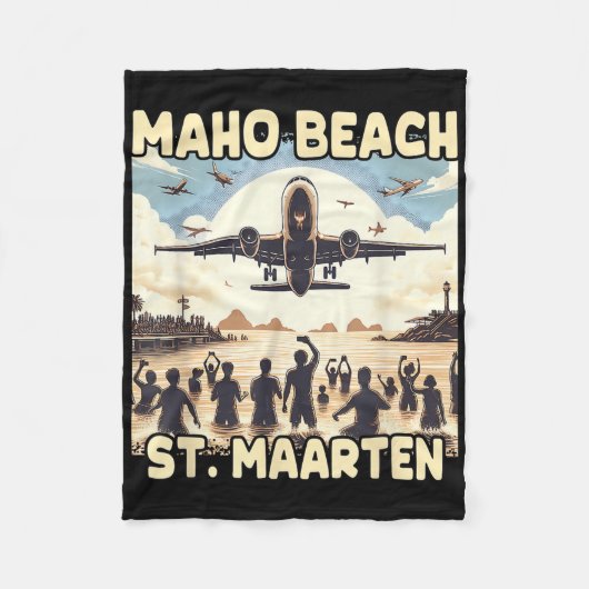 Maho Beach St. Maarten Fleecedecke (Vorderseite)