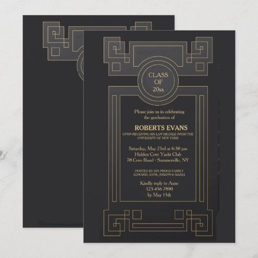 Mahogany Abschluss Einladung (Vorne/Hinten)