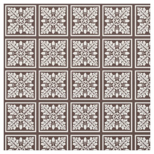 Mahogany Acorn und Leaf Tile Design Stoff (Muster)