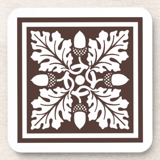 Mahogany Acorn und Leaf Tile Design Untersetzer (Vorderseite)