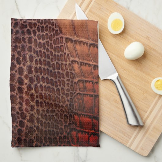 Mahogany Alligator Classic Reptile Leder (Imitate) Geschirrtuch (Viertel Falte)