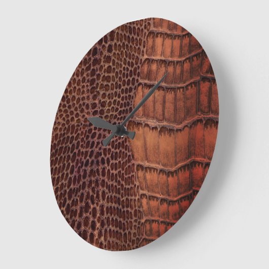 Mahogany Alligator Classic Reptile Leder (Imitate) Große Wanduhr (Winkel)