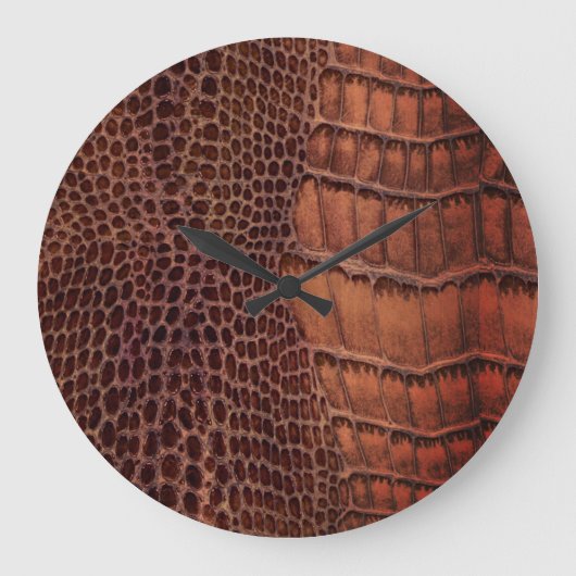 Mahogany Alligator Classic Reptile Leder (Imitate) Große Wanduhr (Vorderseite)